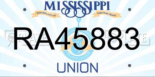 RA45883 Mississippi License Plate