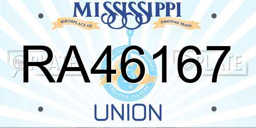 RA46167 Mississippi License Plate