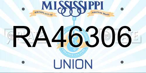 RA46306 Mississippi License Plate
