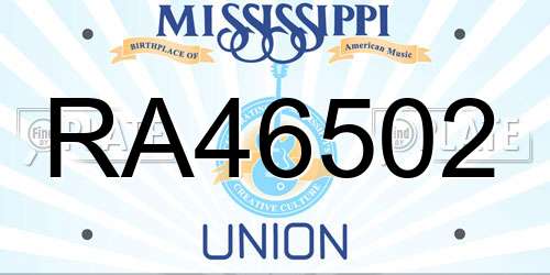 RA46502 Mississippi License Plate