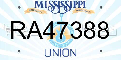 RA47388 Mississippi License Plate