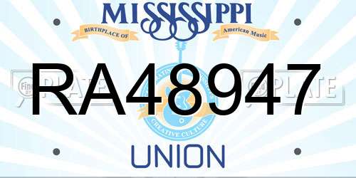 RA48947 Mississippi License Plate