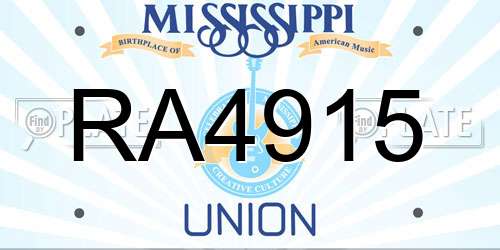 RA4915 Mississippi License Plate