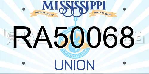 RA50068 Mississippi License Plate