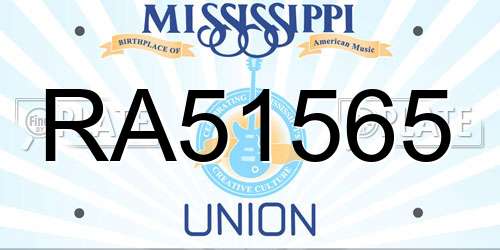 RA51565 Mississippi License Plate