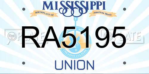 RA5195 Mississippi License Plate