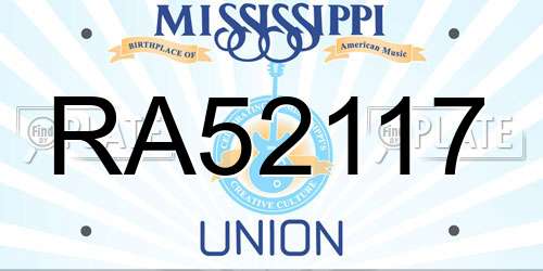RA52117 Mississippi License Plate