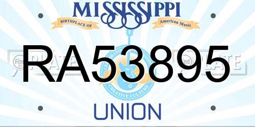RA53895 Mississippi License Plate