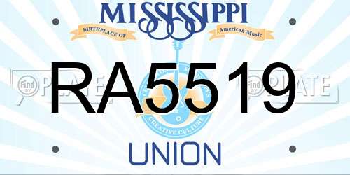 RA5519 Mississippi License Plate