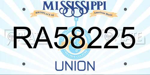 RA58225 Mississippi License Plate