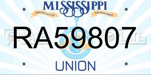 RA59807 Mississippi License Plate