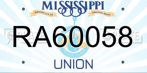 RA60058 Mississippi License Plate