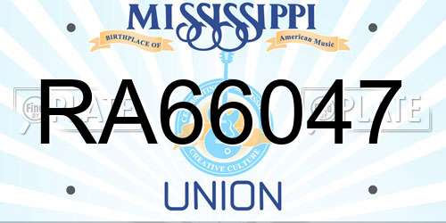 RA66047 Mississippi License Plate