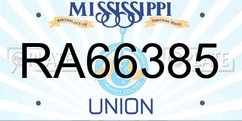RA66385 Mississippi License Plate