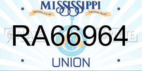 RA66964 Mississippi License Plate