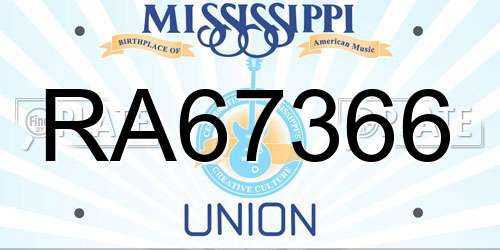 RA67366 Mississippi License Plate