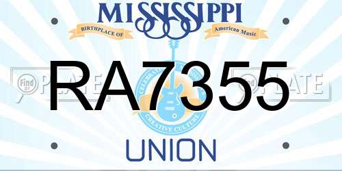 RA7355 Mississippi License Plate