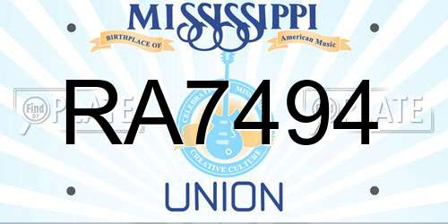 RA7494 Mississippi License Plate