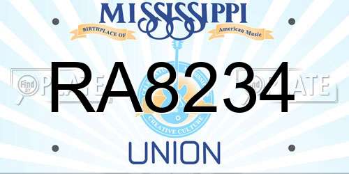 RA8234 Mississippi License Plate