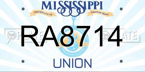 RA8714 Mississippi License Plate