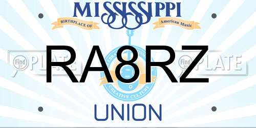 RA8RZ Mississippi License Plate