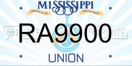 RA9900 Mississippi License Plate
