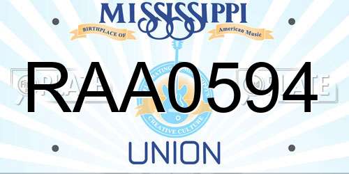 RAA0594 Mississippi License Plate