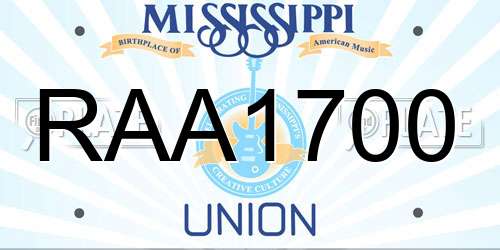 RAA1700 Mississippi License Plate