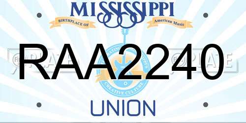 RAA2240 Mississippi License Plate
