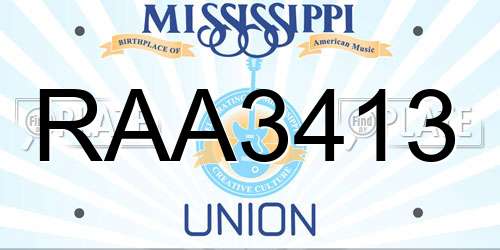 RAA3413 Mississippi License Plate