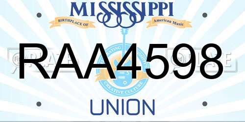 RAA4598 Mississippi License Plate