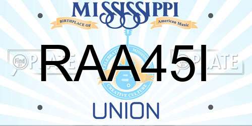RAA45I Mississippi License Plate
