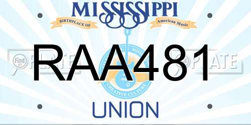 RAA481 Mississippi License Plate