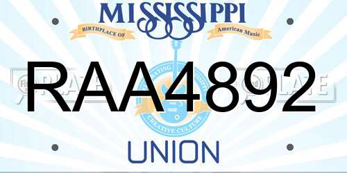 RAA4892 Mississippi License Plate