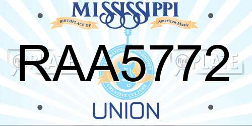 RAA5772 Mississippi License Plate