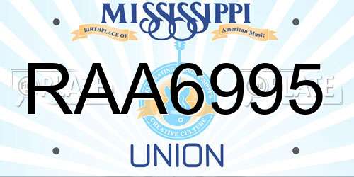 RAA6995 Mississippi License Plate