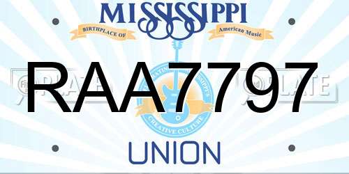 RAA7797 Mississippi License Plate