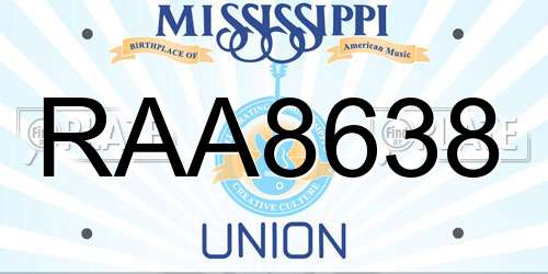 RAA8638 Mississippi License Plate
