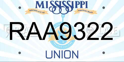 RAA9322 Mississippi License Plate