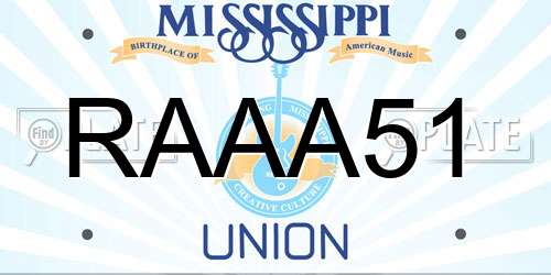 RAAA51 Mississippi License Plate