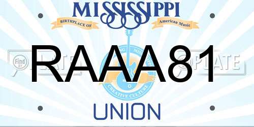 RAAA81 Mississippi License Plate
