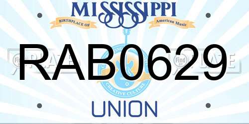 RAB0629 Mississippi License Plate