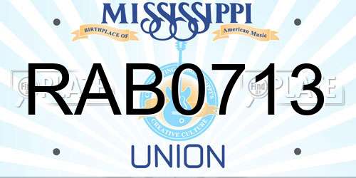 RAB0713 Mississippi License Plate