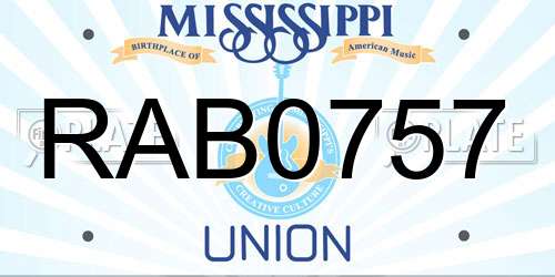 RAB0757 Mississippi License Plate