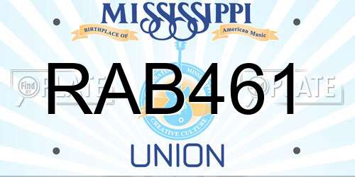 RAB461 Mississippi License Plate