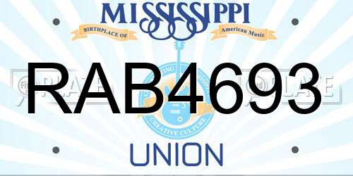 RAB4693 Mississippi License Plate