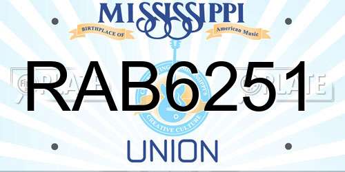 RAB6251 Mississippi License Plate