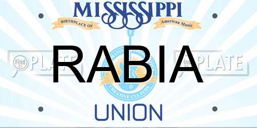 RABIA Mississippi License Plate