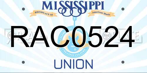 RAC0524 Mississippi License Plate