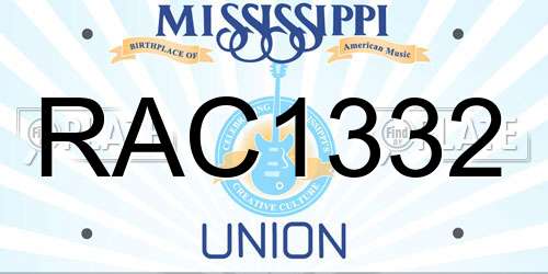 RAC1332 Mississippi License Plate